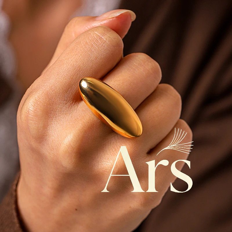 Ars Stainless Steel Geometric Ring for Women Waterproof 18k Gold Plated Chunky Ring Minimalist Finger Rings Statement Jewelry