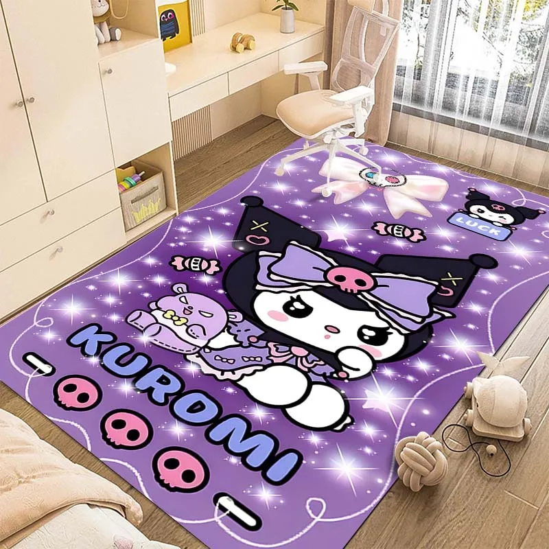 Sanrio Kuromi Printing Carpet for Living Room Bedroom Girls Room Home Decor Pink Room Decor Area Rug Non-slip Mat Sofa Play Mat