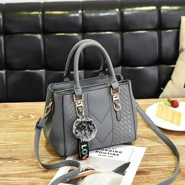 brand high quality thread hairball strap ladies totes shopping work flap women messenger shoulder crossbody handbag