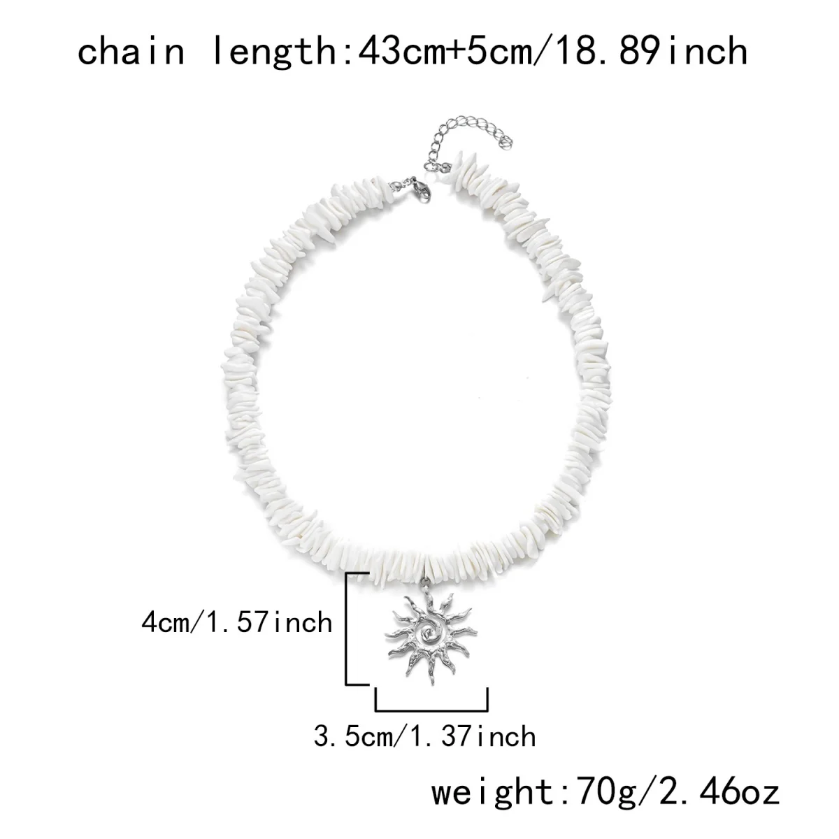 Retro-Halskette mit unregelmäßigen Muschelperlen in Maillard-Farben und Sonnenwirbel-Anhänger für Damen und Herren, doppellagige Sonnenblumen-Kette, Choker-Schmuck – Detail 32