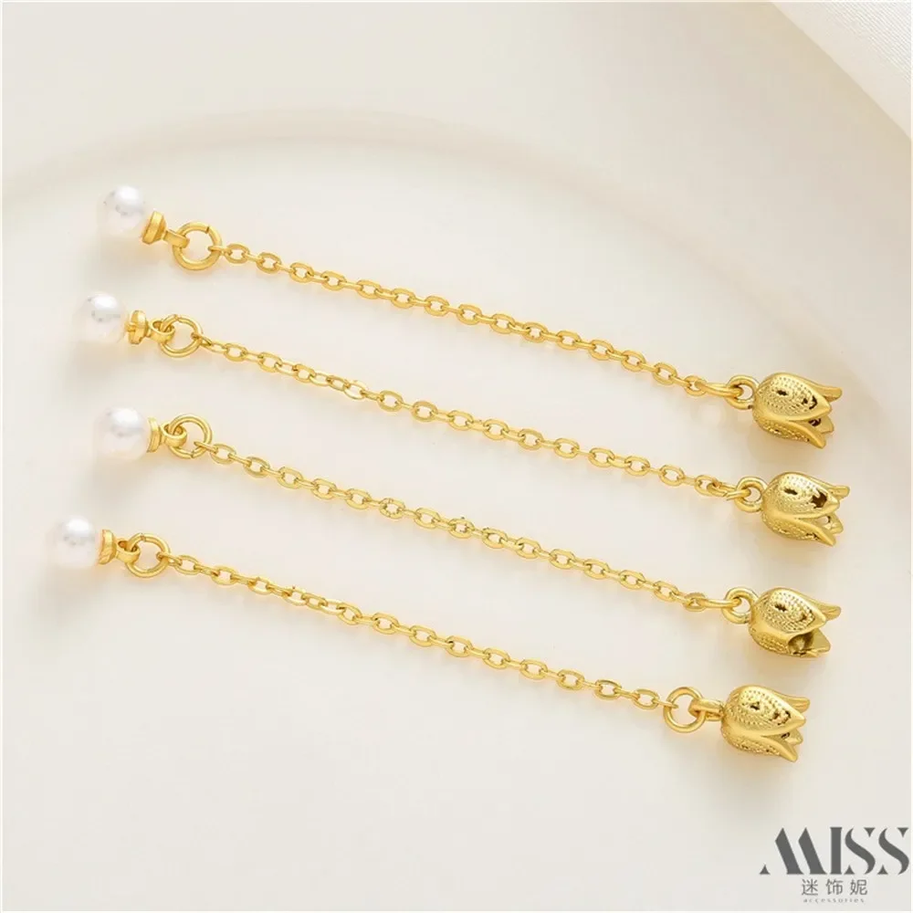 Ancient Gold Bud Beads Handmade Short URL Earrings Earline Bracelet Necklace Adjustment Extension Chain DIY Jewelry Accessories