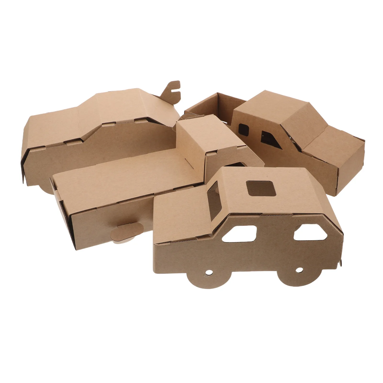 4Sets Cardboard Car DIY Assembly Paper 3D Puzzle Educational Vehicle Craft for Kids Birthday School Project Handcraft Kit