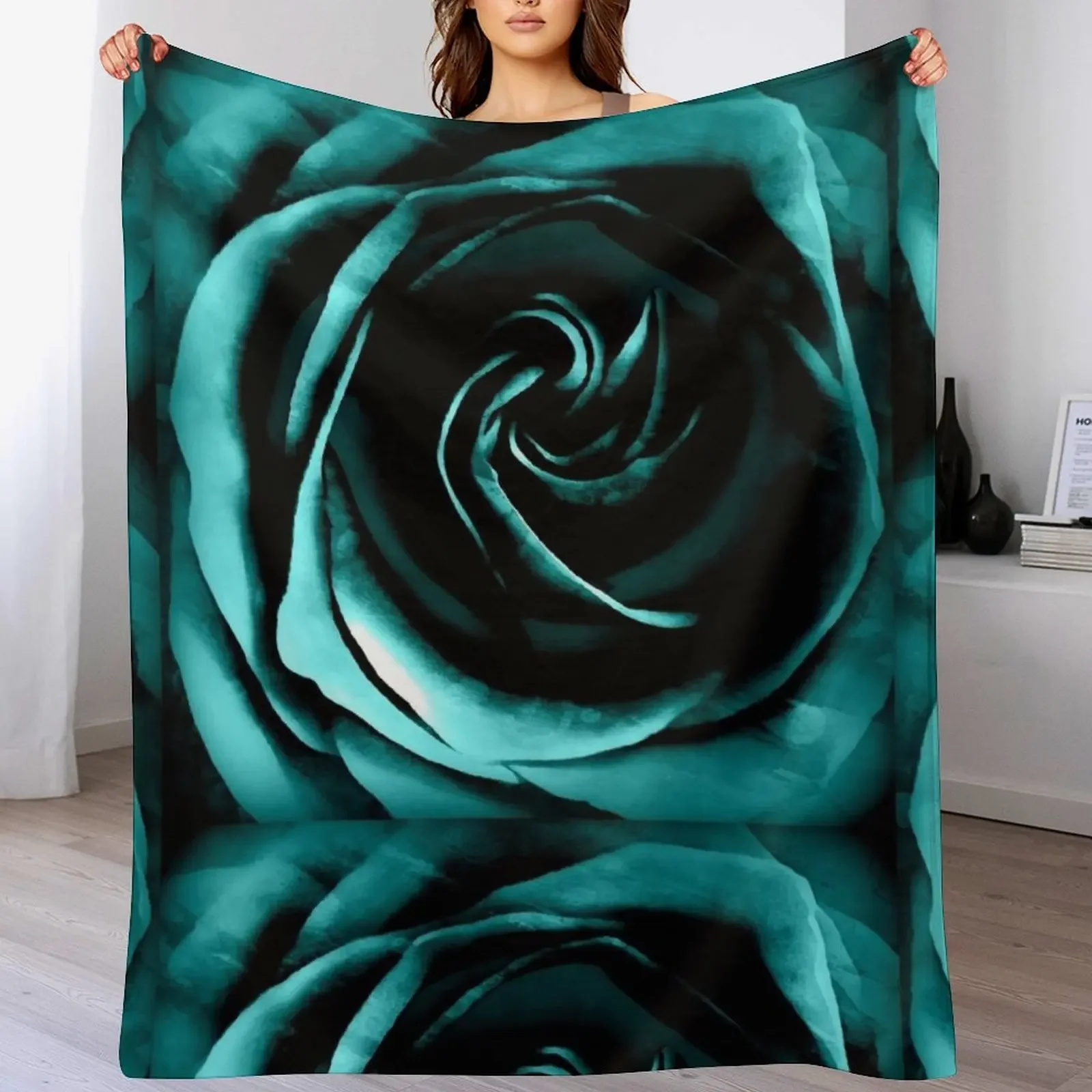 Teal Rose - Be still My Soul Throw Blanket Elegant Warm Throw Blanket for Hotel Home