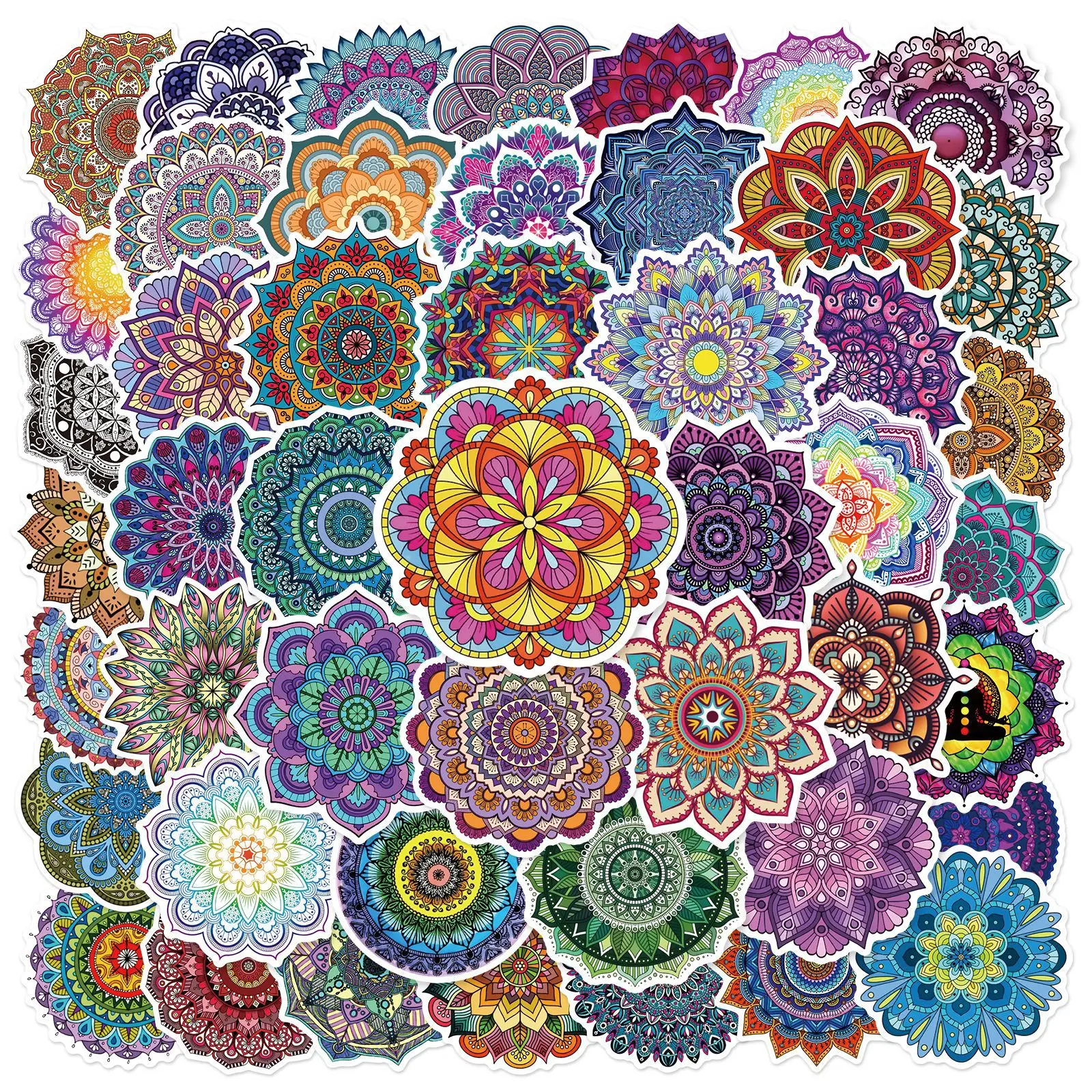 50pcs Colorful Mandala Series Graffiti Stickers Suitable for Helmet Desktop Wall Decoration DIY Sticker Pack Wholesale