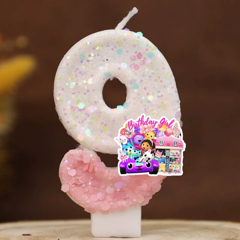 

Number 0-9 Anime 3D Cute Gabbys Dollhouse Candle Children's Birthday Party Birthday Cake Candles Baby Shower Party Gifts