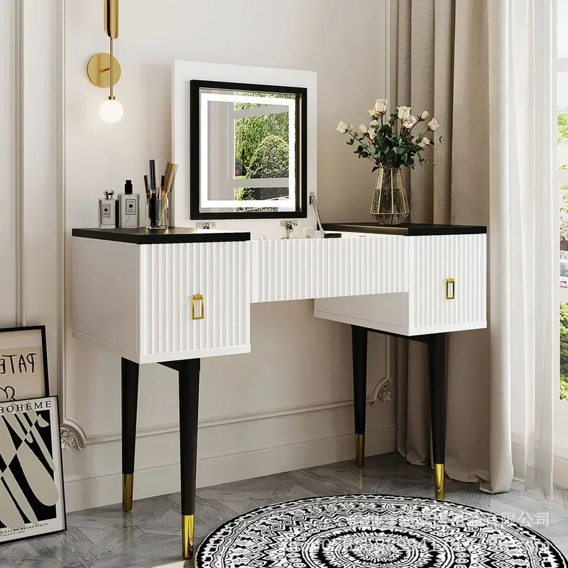 New Custom Dresser Set with Clamshell Mirror LED Light for Customizable Storage Space and 2 Drawers