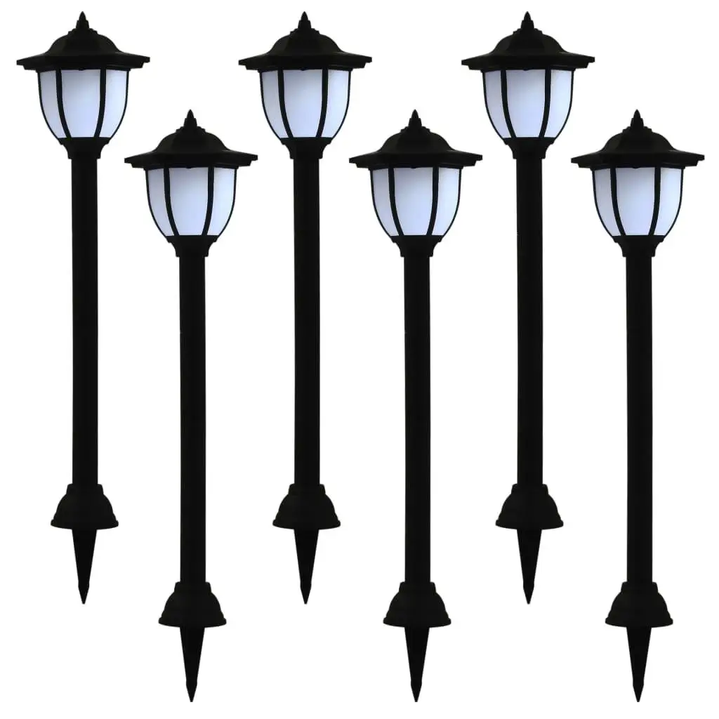 6-Pack Black Outdoor Solar LED Lamps – Energy Efficient, Waterproof Garden Lighting