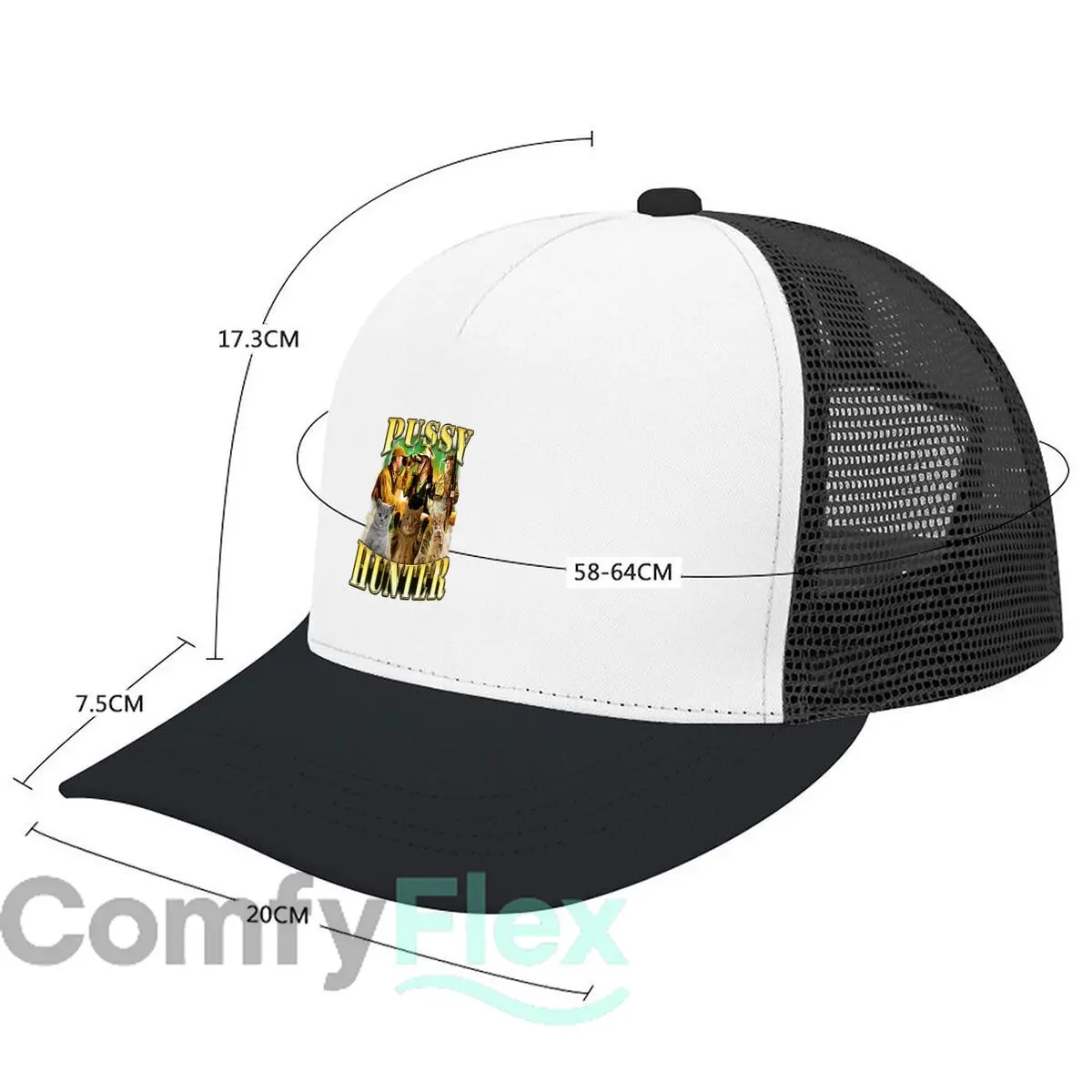 Pussy Hunter Funny Cat Hunting Meme Mesh Baseball Cap Casual Hat Outdoor