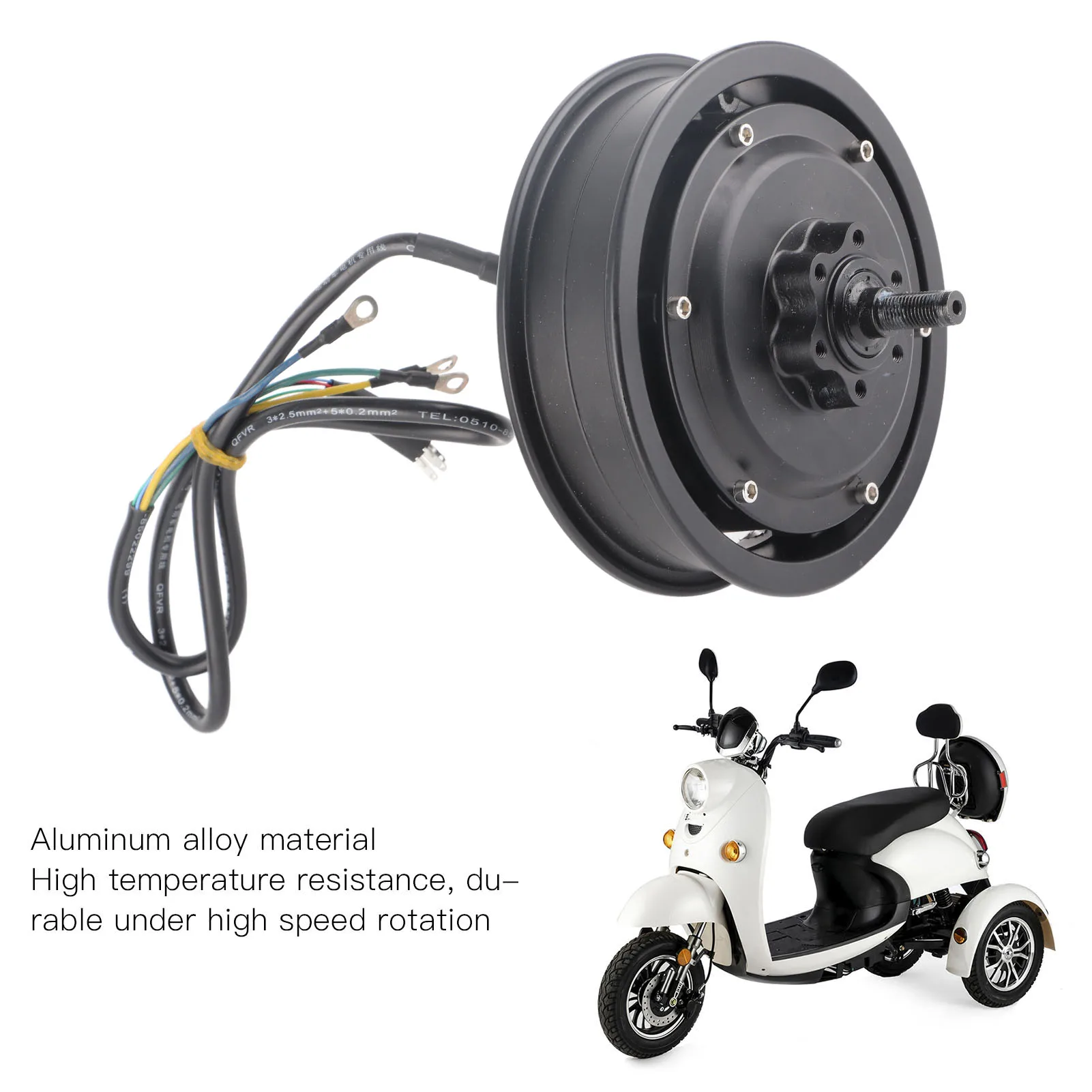10 Zoll bürstenloser Radnabenmotor mit Scheibenbremse, 1200 W, 1250 U/min, IP54, wasserdicht, für Elektrofahrrad, Roller, Motorrad, bürstenloser Nabenmotor