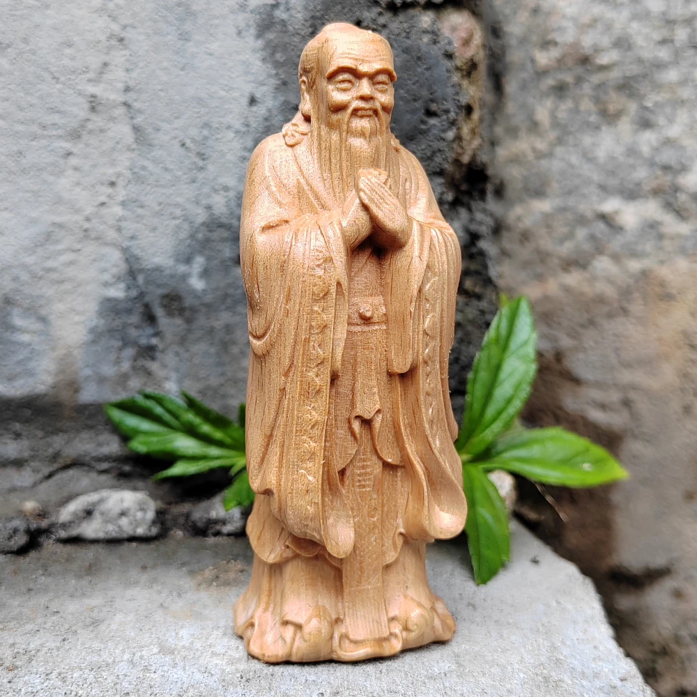 Hand-Carved Wooden Confucius Ornaments, Traditional Style, Chinese Style, Suitable for Holiday Decorations, Tabletop Decorations, Party Decorations, Living Room, Centerpiece Decorations, Birthday Gifts, New Year Gifts