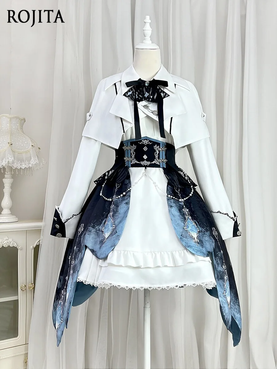 

Autumn Lolita Outer Cape Long Sleeve Women Skirt Knight Style Spring Summer Dress + Outer Cape + Half Skirt Three-Piece Sets