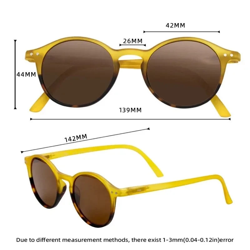 MEESHOW Retro Ronde Gepolariseerde TR90 Zonnebril op sterkte voor Mannen Vrouwen Ronde Bijziendheid Bril Klassieke Optische Zonnebril