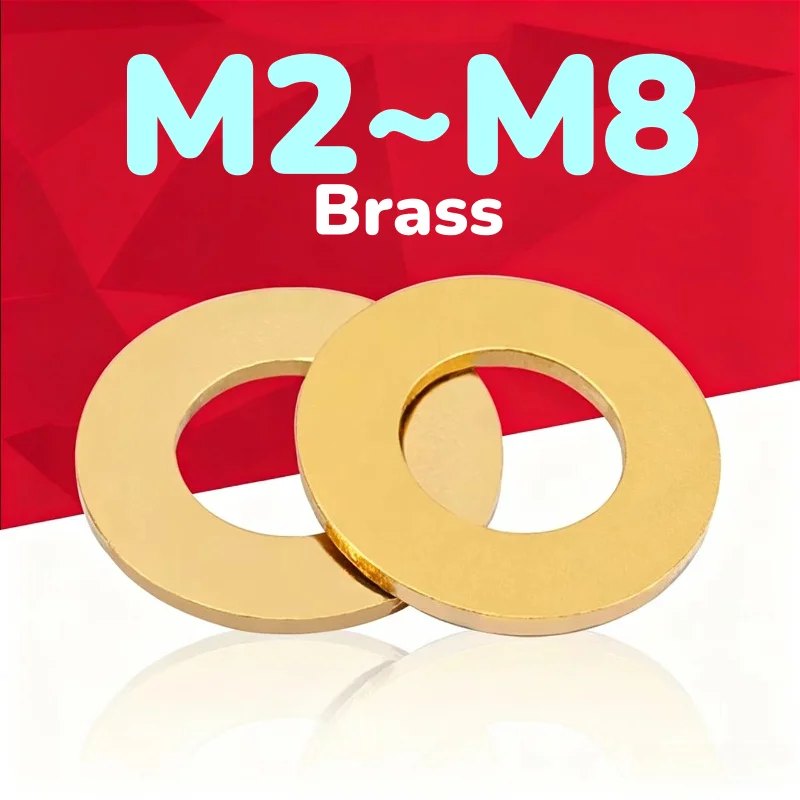 M2 M2.5 M3 M4 M5 M6 M8 M10 M12 M14 M16 M18 M20 M22 M24 Brass Flat Washers Solid Brass Plain Gaskets Pads Copper Meson Pad Spacer