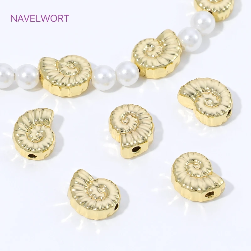14K Gold Plated Brass Conch Spacer Beads For Jewelry,Separators For Beads,Jewelry Fittings,DIY Bracelet Making Accessories