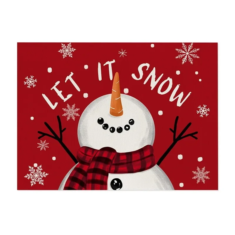 Christmas Decor Santa Series Snowman Santa Printed Creative Xmas Tablecloth Placemat Dining Table Decor Home Decoration