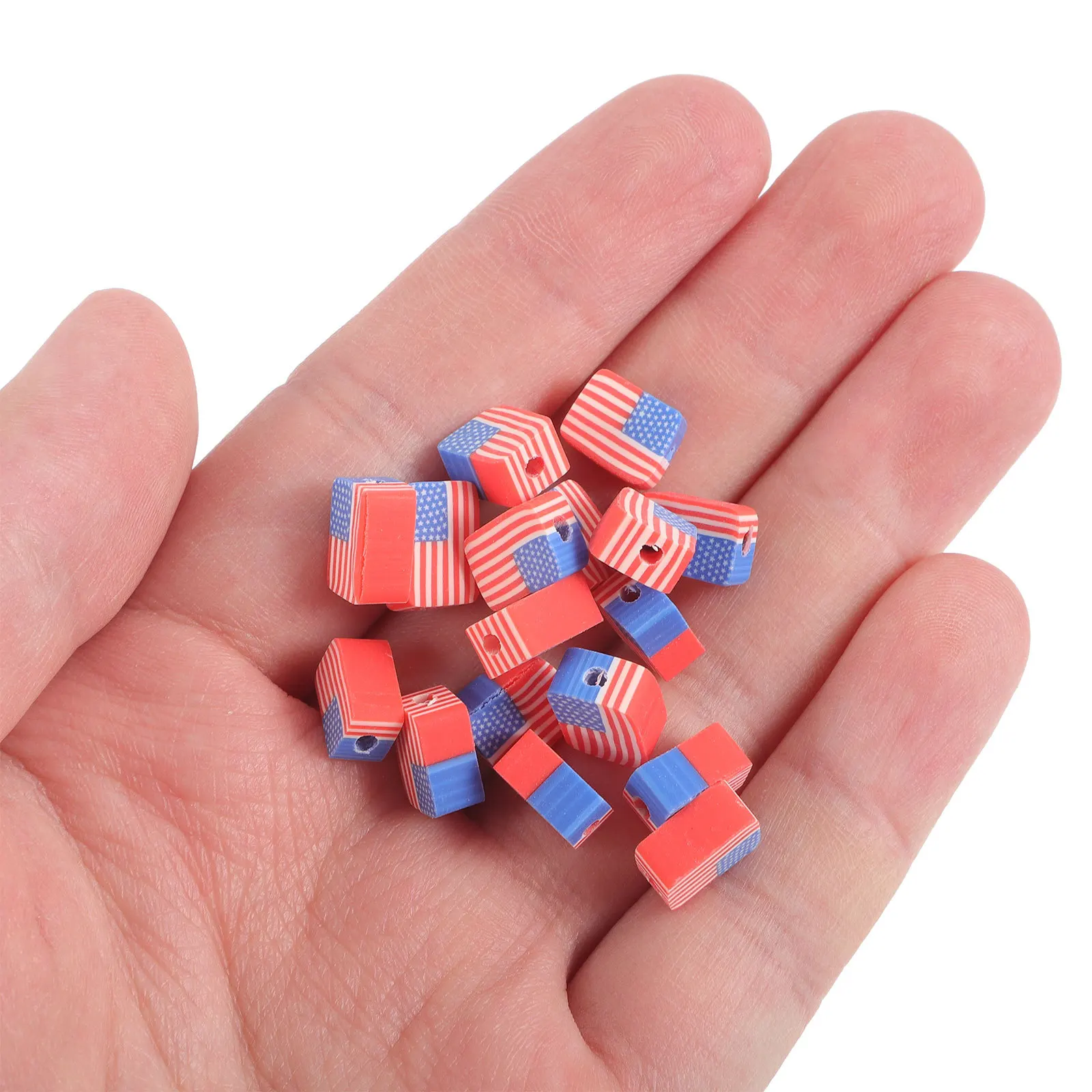 100 قطعة مربعة الشكل الوطنية العلم الأمريكي خزر عازل DIY بها بنفسك مجوهرات سوار قلادة الحرفية بوليمر كلاي الخرز #4
