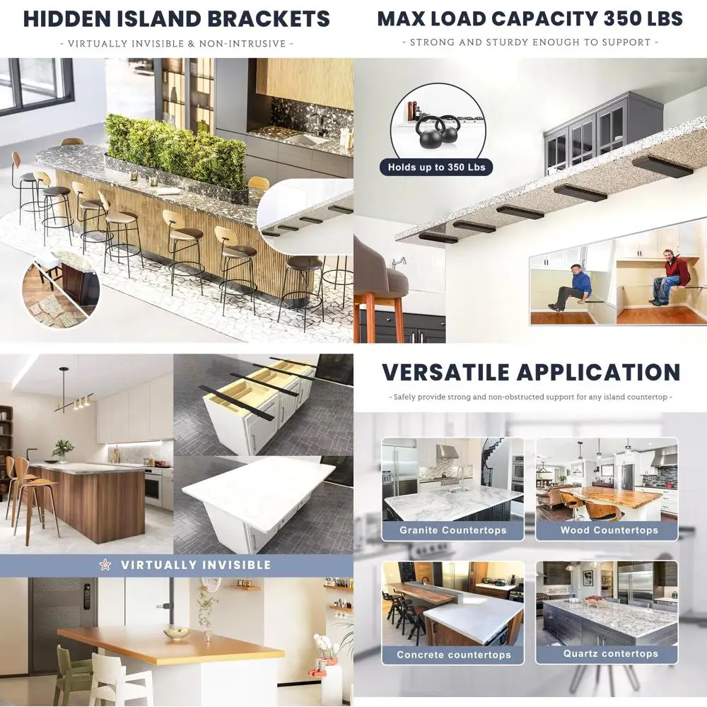 

White 16 Heavy Duty Granite Countertop Brackets, 2-Pack for Island Support, Suitable for Quartz and Wood