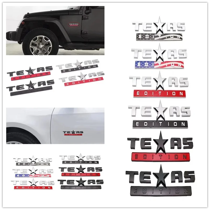 3D ABS TEXAS EDITIONFender Emblem  Trunk Sticker For Jeep Chevy Silverado GMC Sierra Car Decals Accessories