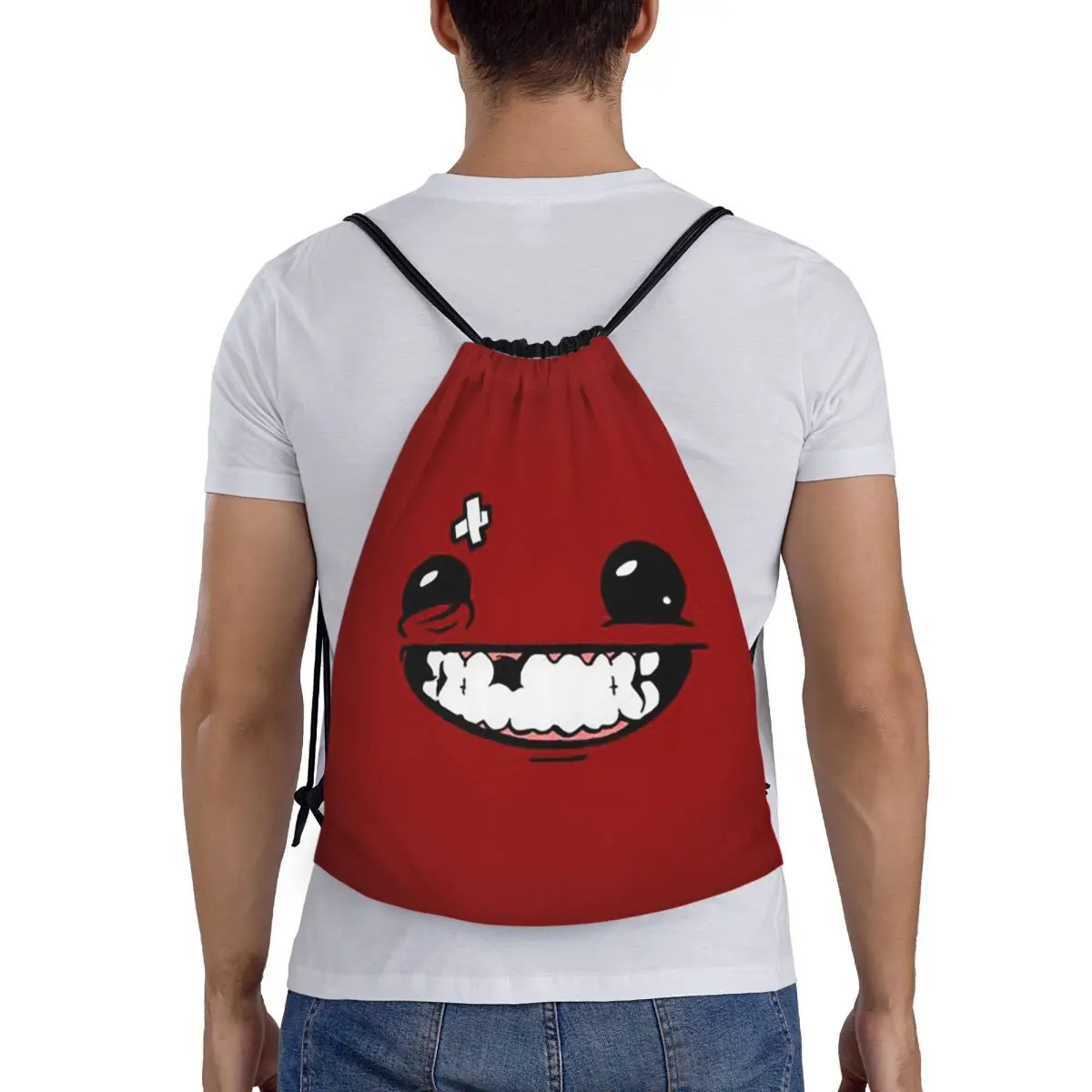 

Рюкзаки Supermeatboy с логотипом Super Meat Boy, игровые, крутые, горячие новинки, красные, с сексуальной улыбкой, сумки-мешки на шнурке, сумки для мелочей, сумки для книг