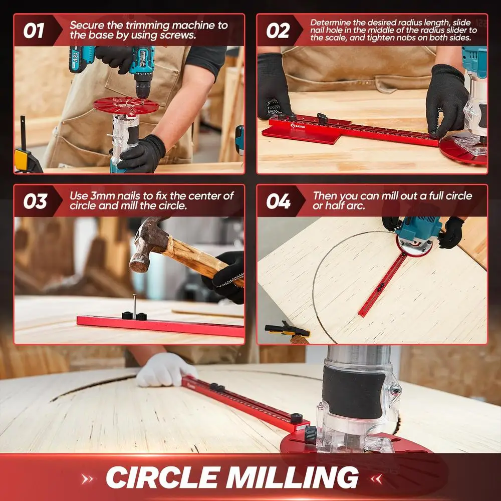 Universal Router Milling Groove Bracket Woodworking Tool Cabinet Jig Circle Cutting Upgraded Precision Craftsmanship Aluminum