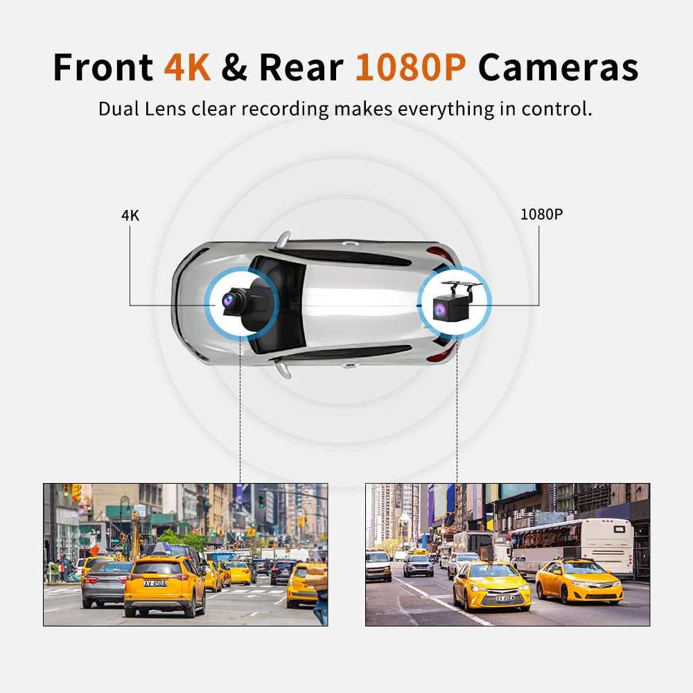 ThiEYE Carview 4 Dash Cam 4K Video Recorder Night Vision Dual Lens Mirror DVR With GPS Car Camera Recorder Rear Camera for Car