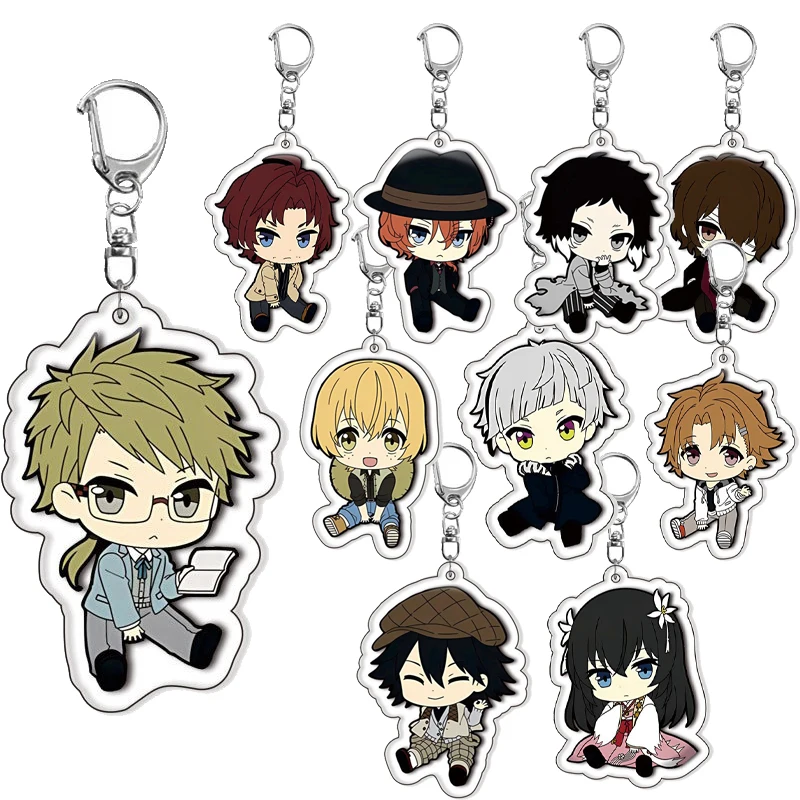 Cartoon Bungo Zwerfhonden Q Versie Anime Karakters Acryl Sleutelhanger Charme Meisjes Jongens Mode Rugzak Hangende Ornamenten Geschenken