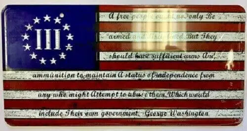 Trade Winds George Washington Betsy Ross A Well Regulated Militia Metal License Plate (6X12)