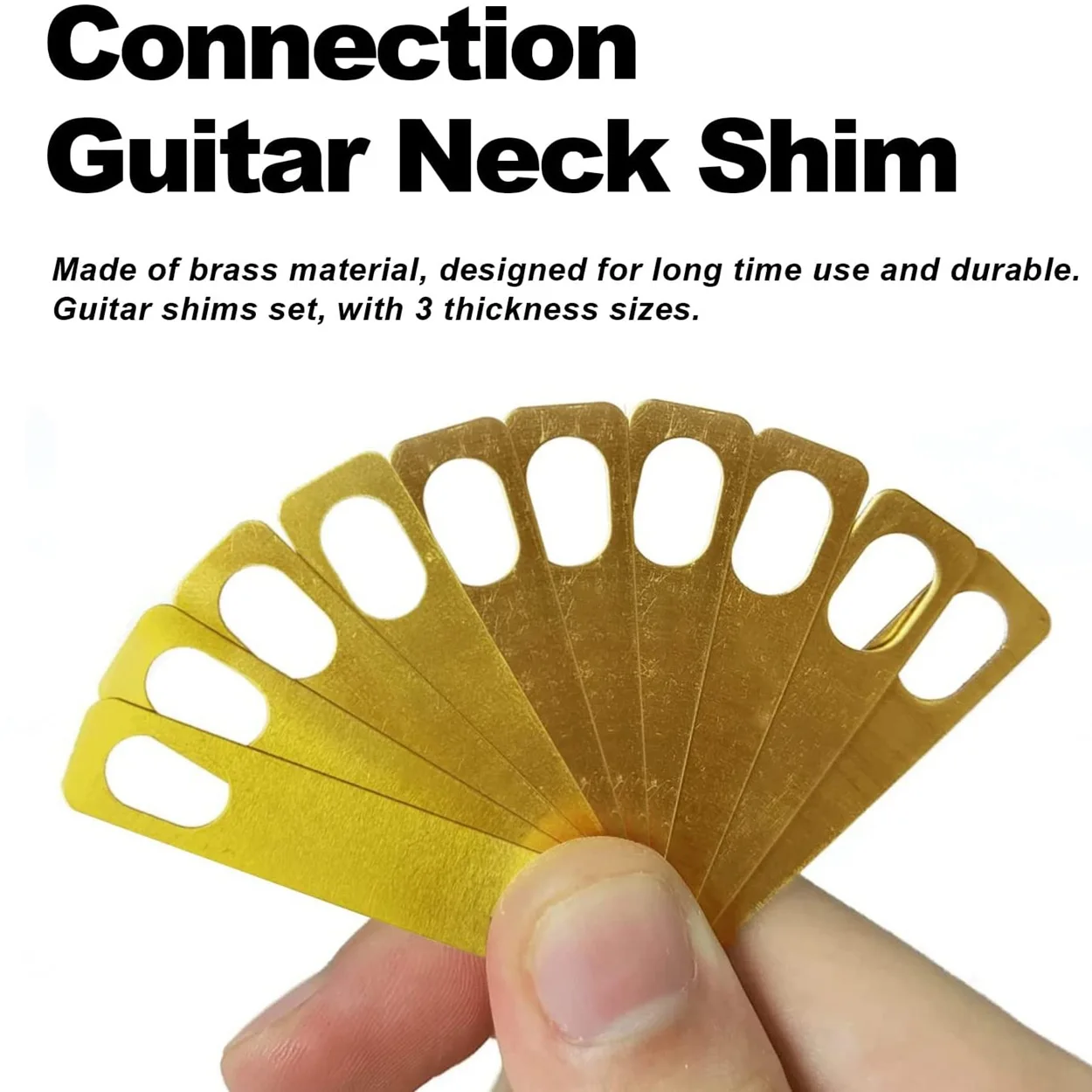 10Pcs Electric Guitar Neck Shims 0.2mm 0.5mm 1mm Thickness Brass Shims Set Connection Neck Plate Bolt-on Repair Luthier Tool