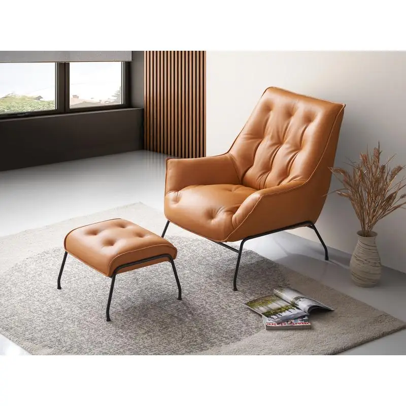 كرسي علوي من الجلد المحبب وعثماني من حجر زوسا الرملي