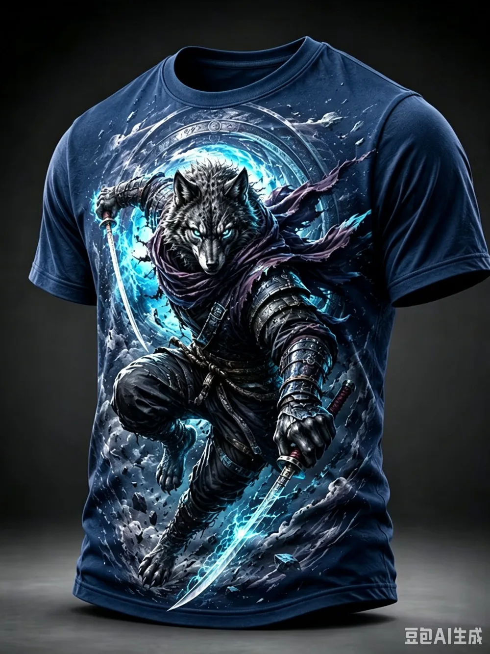 Fantasy Wolf Warrior Double Swords 3D Print Sport Quick- Dry Breathable Men T-Shirt Outdoor Street Casual Parent -Child Clothing