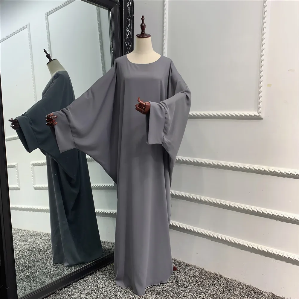 

Plain Abayas for Women Muslim Prayer Garment Modest Bat Sleeve Loose Khimar Hijab Maxi Dress Turkey Arab Eid Ramadan Abayas Gown