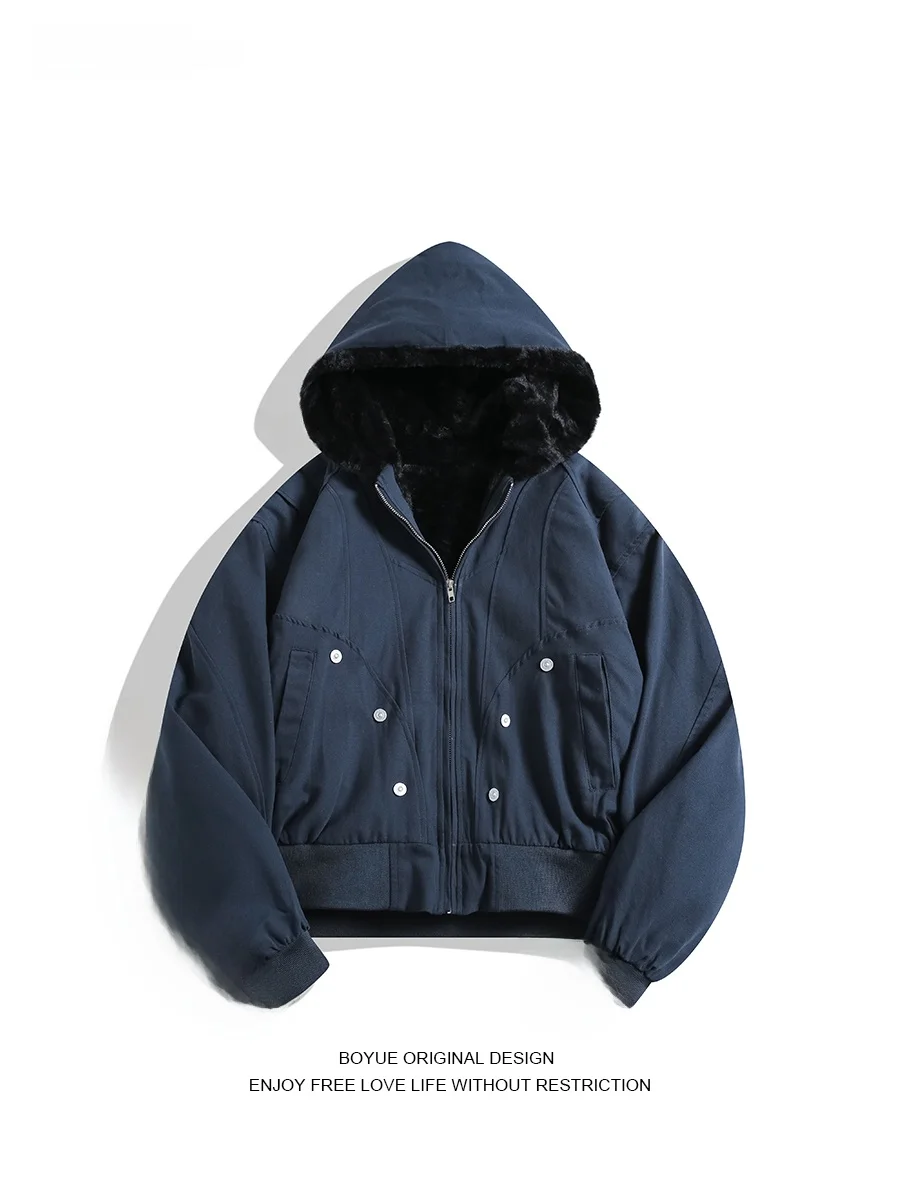 

Зимнее хлопковое пальто Boyue на подкладке Fce, тяжелое парусиновое пальто с капюшоном, теплое молодежное пальто Faion Long Sve на молнии