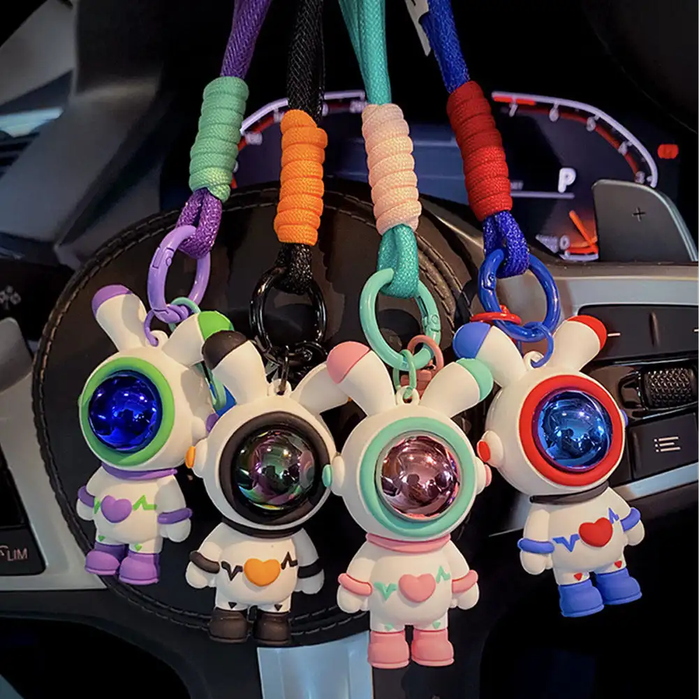 Key Holder Eye-catching Cartoon Delicate Craftsmanship Multiple Use Decorate Silicone Astronaut Keychain Pendant Bag Accessory