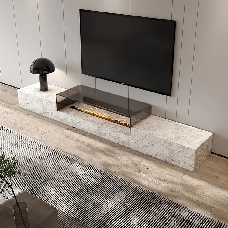 X Modern Living Room Furniture Marble Glass Top Rectangle Tv Stands Luxury Style Natural Marble TV Cabinet