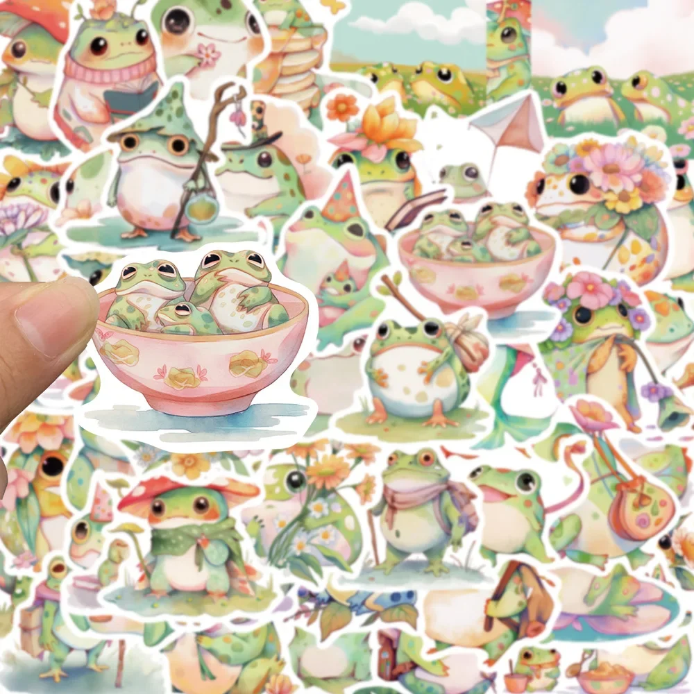 50 Stück niedliche Cartoon-bunte lustige fette Frosch-Aufkleber zum Selbermachen, für Laptop, Gepäck, Handyhülle, Skateboard, Graffiti-Aufkleber, lustig für Kindergeschenke