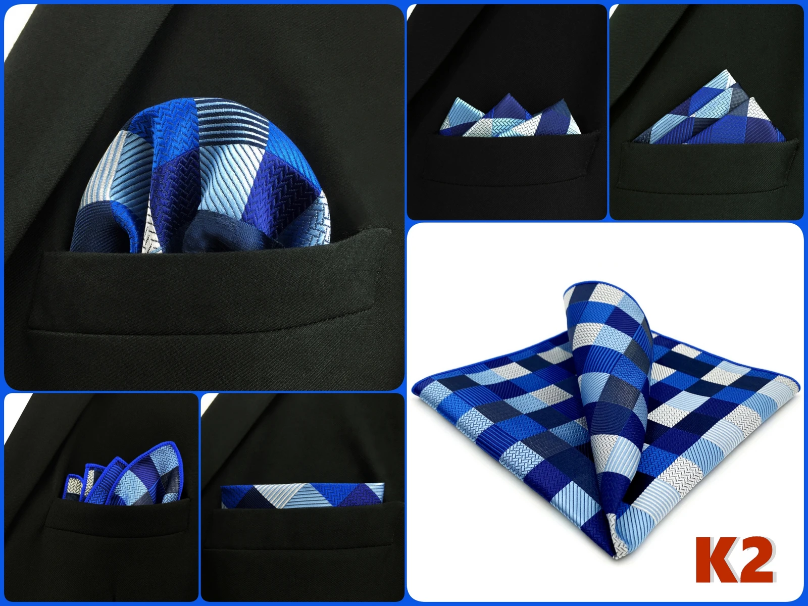 Pocket Square Handkerchief for Men Polka Dot Dots Plaid Check Checkered Suit Pocket Towel Hanky Mens Gift Wedding Business Party