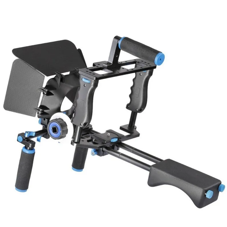 

Professional Video Rig Shoulder Camera Stabilizer Matte Box With Follow Focus Cage Kit For DSLR Camera