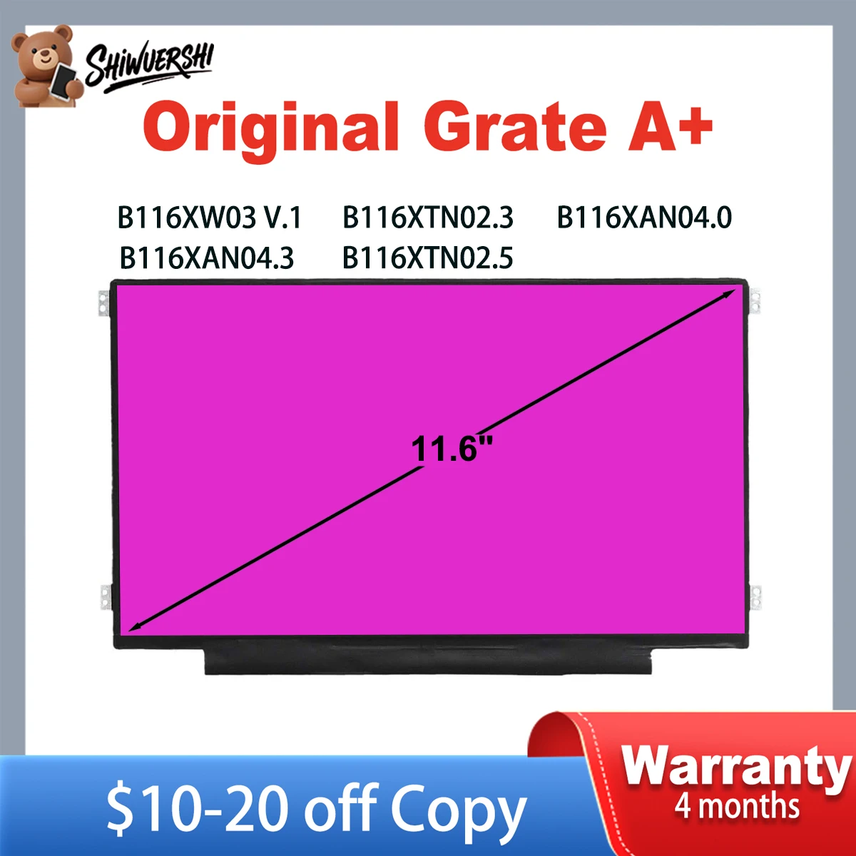 

Оптовая продажа 11,6-дюймовый ЖК-экран для ноутбука, тонкий B116XTN02.3 B116XTN02.5 B116XAN04.0 B116XAN04.3 30pin B116XW03 V.1 40pin