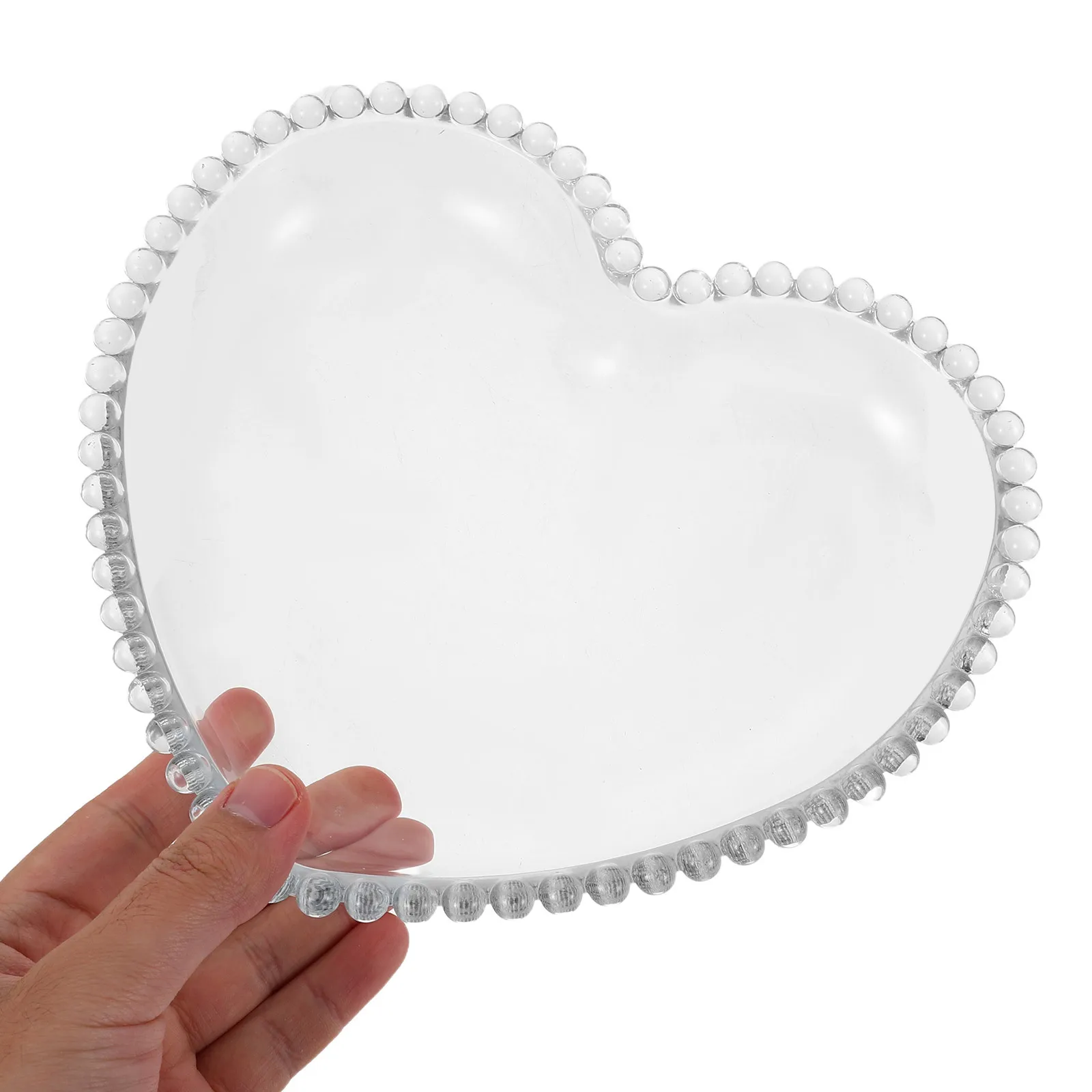 

Heart Shape Trinket Organizer Glass Jewlery Tray Rings Dishes Shaped Jewelry Display