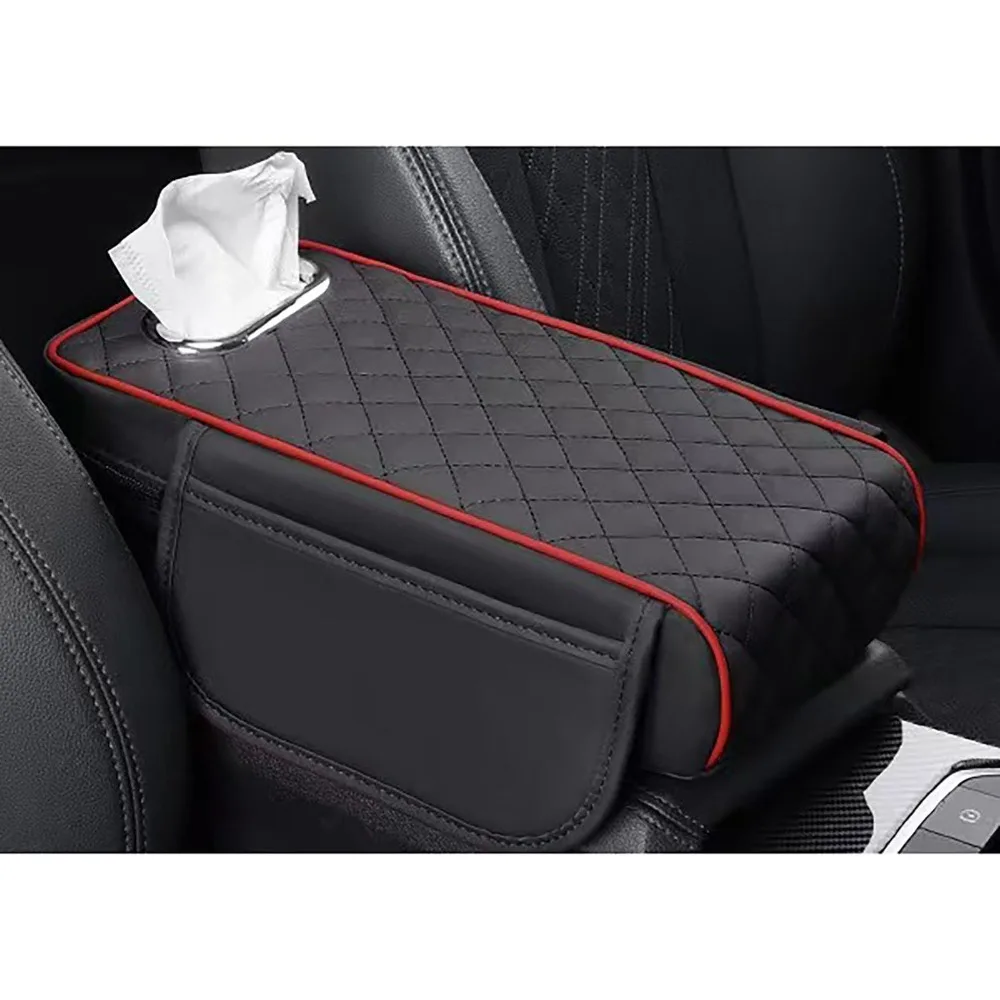 PU Leather Car Armrest Mat Tissue Boxes Height Pad Armrest Box Arm Rest Seat Box Multifunctional Memory Foam