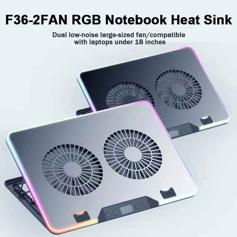 Imagem -02 - Exibição de Temperatura hd Rgb Gaming Laptop Air-cooler Suporte de Refrigeração Suporte para Notebook com Ventiladores Terno para 1117 Suporte para Laptop F36