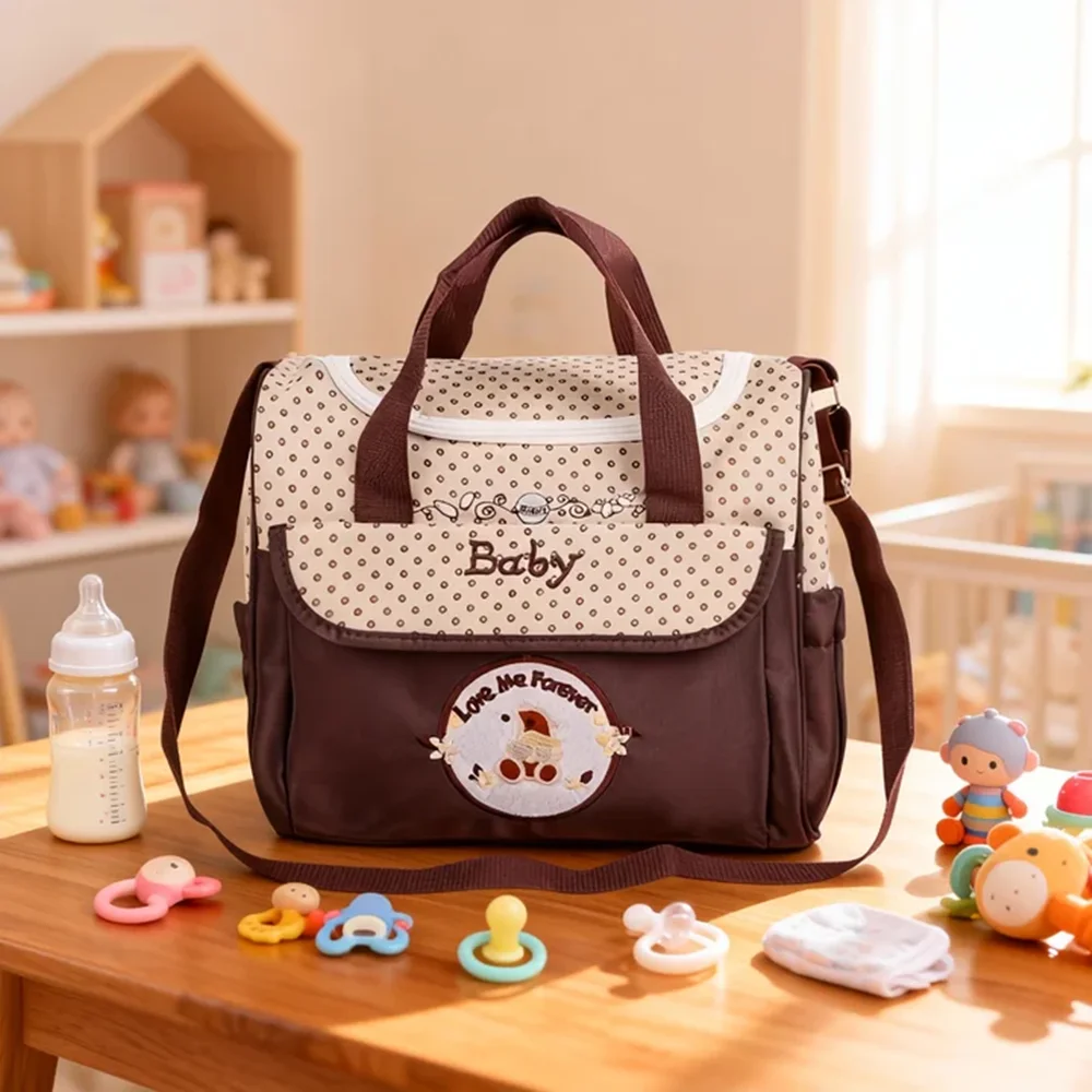 Fashionable Printed Cartoon Multifunctional One-Shoulder Mommy Bag Portable Lightweight Diagonal Diaper Bag