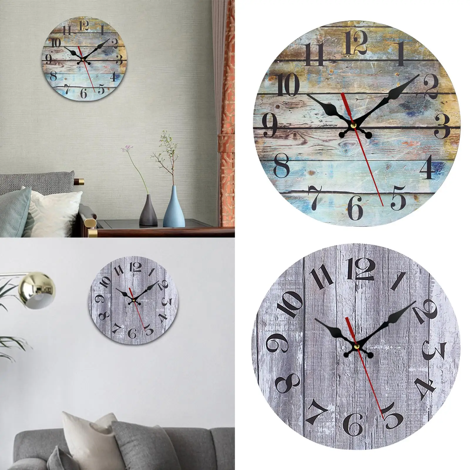 25cm Wand Horloges Tikkende Stille Decoratieve Rustieke Opknoping