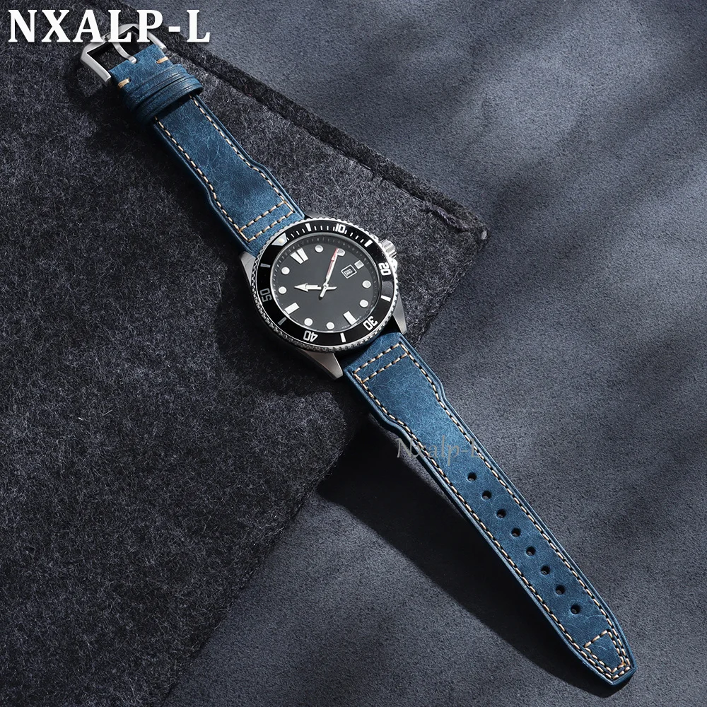 20mm 21mm 22mm Uhrenarmband aus Rindsleder für IWC Pilot Portugieser, genähtes Lederarmband, Herren- und Damen-Sportarmband, Zubehör – Detail 10