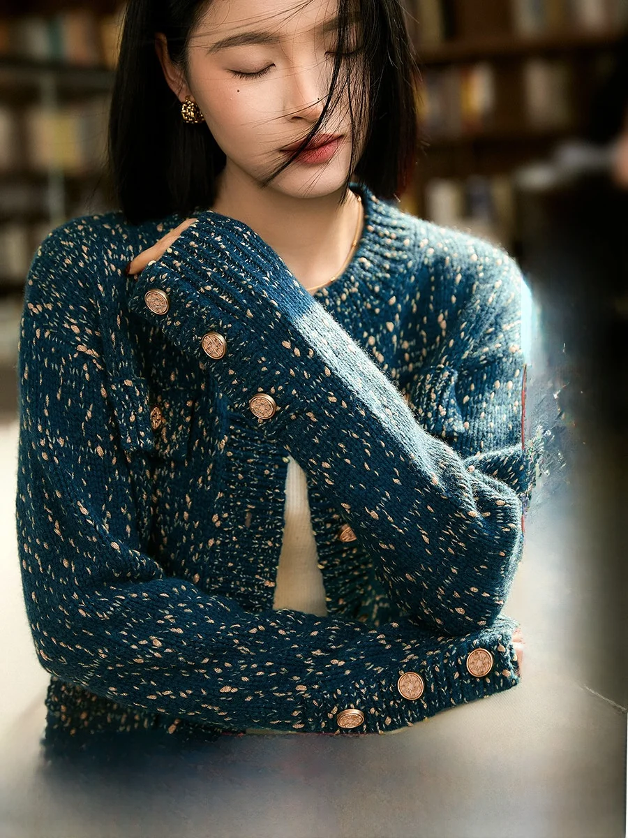 

Вязаный свитер XiaoHanGe: теплый, повседневный, с цветочным узором, из шелка и шерсти, для женщин