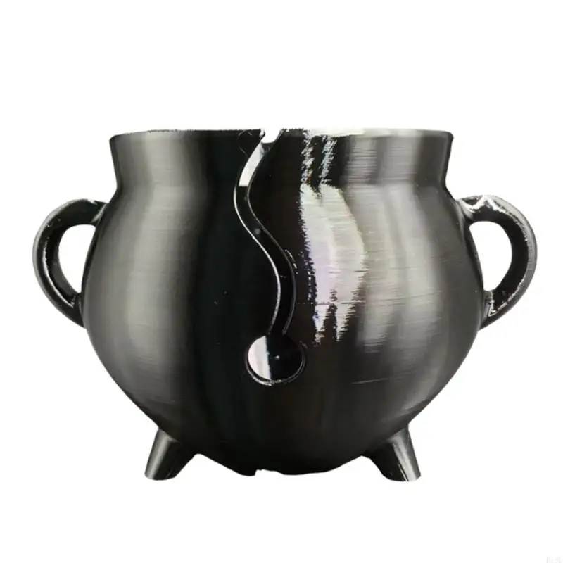 F19B Multipurpose Knitting Bowl with Holes Round Plastic Yarn Dispenser Bowl Knitting Wool Organiser for Weaving Crocheting