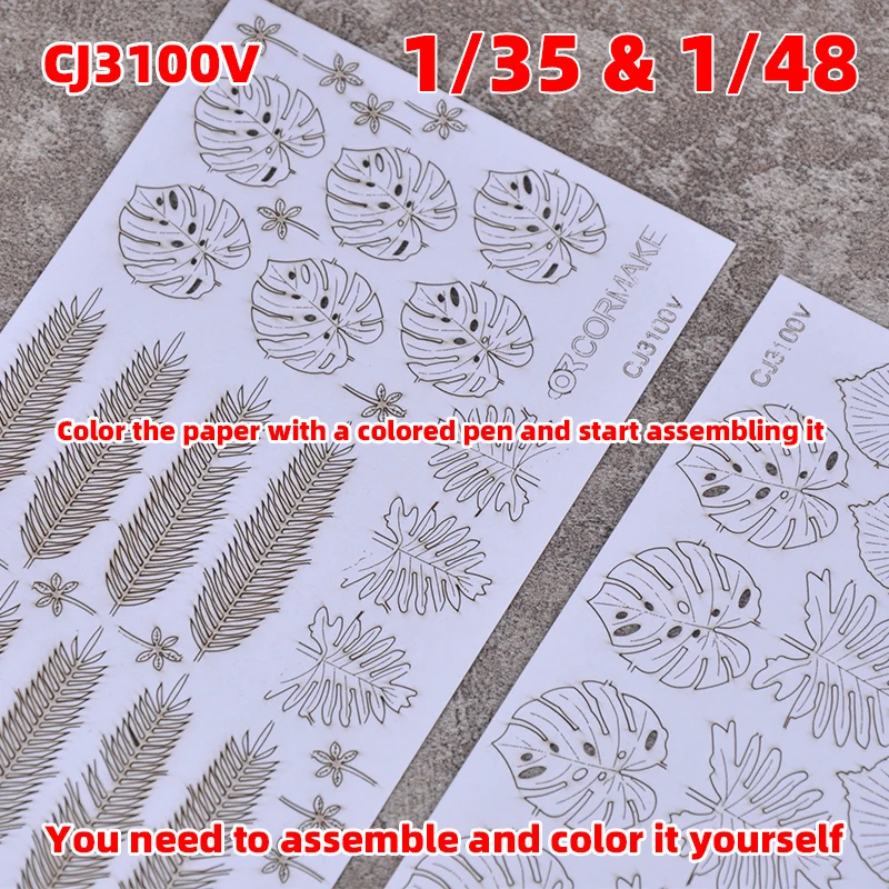 Miniatur-Pflanzenmodelle im Maßstab 1/35 und 1/48: Monstera-Blätter, Wilde Taro-Blätter, Cycad-Blätter für Sandtisch-Dioramen – Detail 1