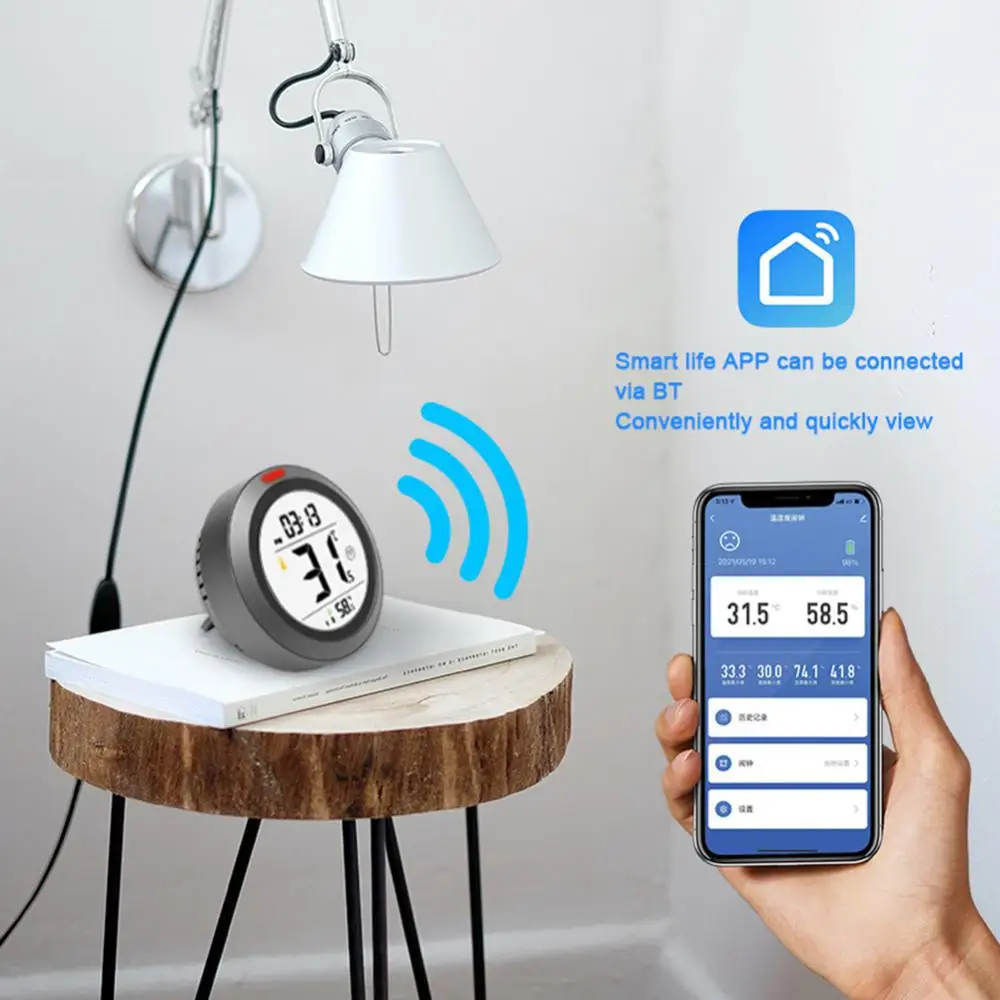 

Tuya Smart Sensor Remote Monitoring Support Usb Interface Charging Comfort Clock Light Alarm Smart Life App Control