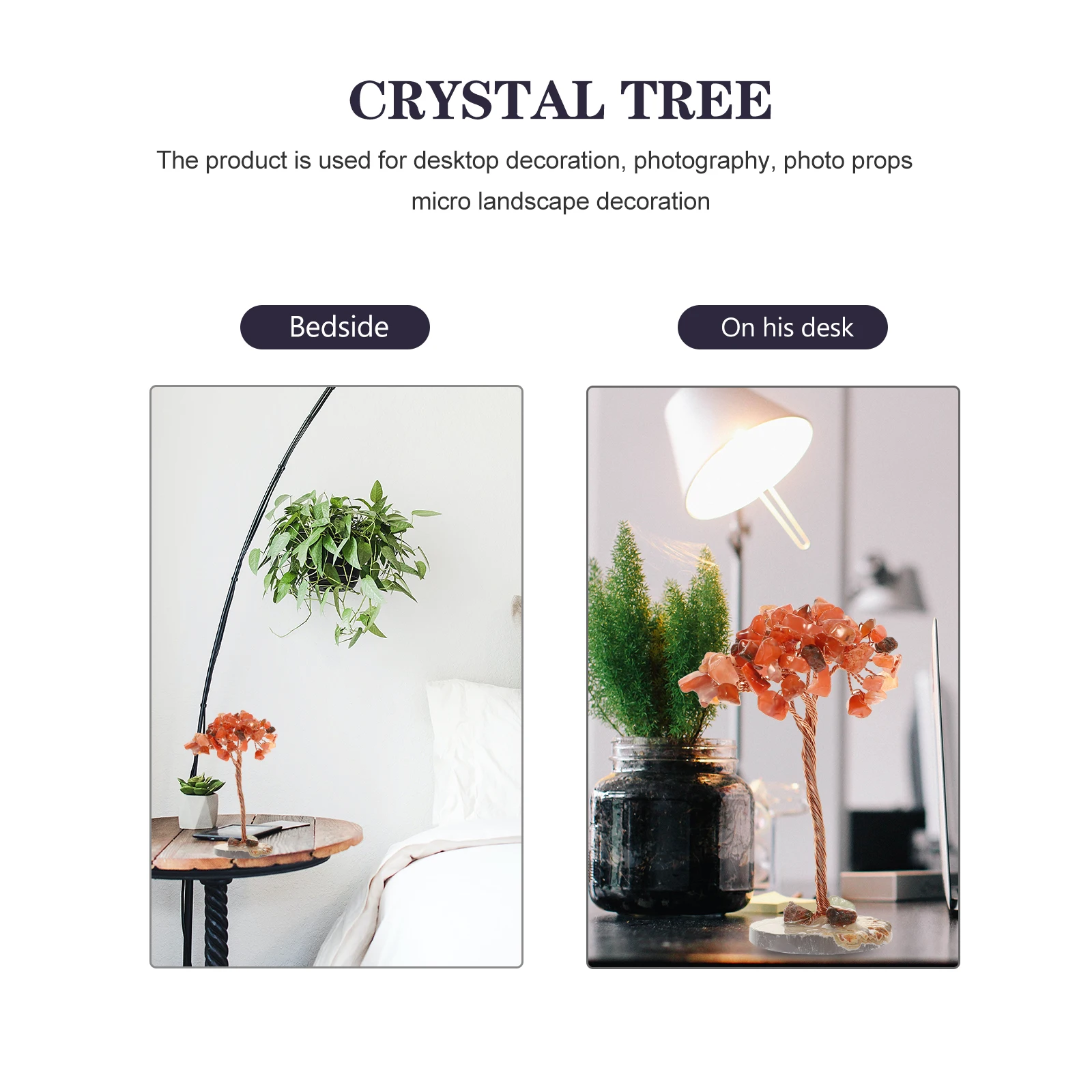 

Crystal Tree Decor 1 Piece Red Agate Home Office Bedroom Living Room Tabletop nament Prosperity Luck Wealth Gift