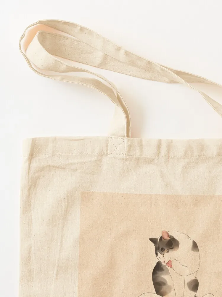 Cat Grooming on Ocean Waves Tote Bag shopping bags foldable shopping cart bags Women's beach bags custom tote bag